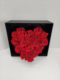Forever Roses in Luxury Black Box: 18 Real Red Preserved Roses Dried Flower