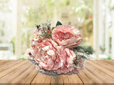 20" Blush Peony 7 Heads Artificial Silk Flower Bouquet Open Rose Bush Decor Peony