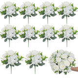 10 Bundles Artificial Peonies, Milky White Hydrangea Artificial Flowers Silk ... Hydrangea