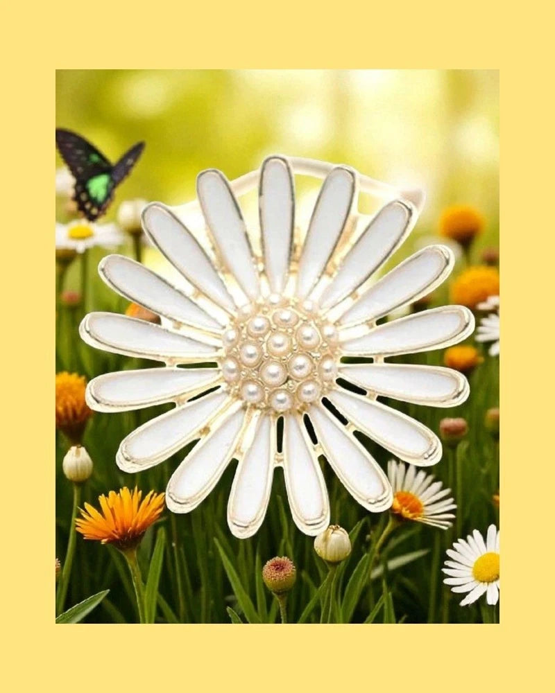 New and unused! Flower Sunflower brooch with pearl Kimono obi clasp Sunflower