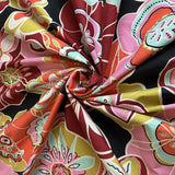 Maroon Red Flowers Cool Dry Poplin by the yard X 58" wide Flowering Plants
