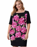 Maison Tara Floral Sheath Dress 16 Pink Hydrangea Stretch Wedding Guest Cocktail Hydrangea