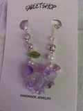 Grass Lily Flowers Handmade Bracelet Purple With Gold Chain, Delicate, 6 In,new Lily