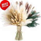 100PCS Green Pampas Grass Dried Flowers Wedding Decor Dried Flower