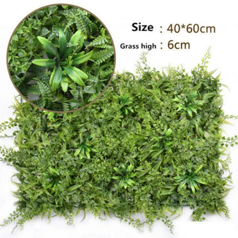 Artificial green faux ivy hedge panel with dense leaf foliage for privacy screening
