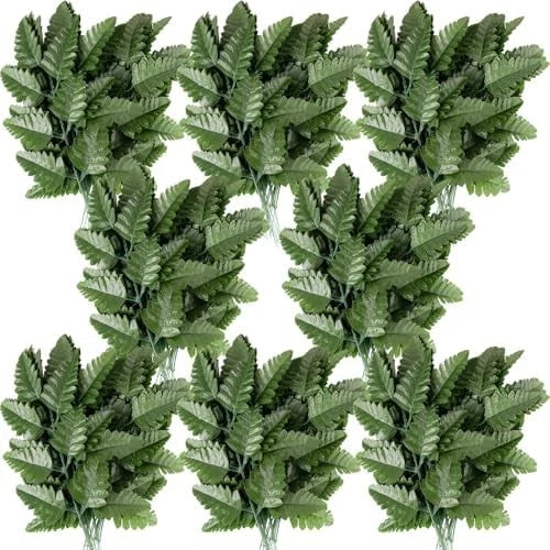 Artificial Silk Leaf Fern, Fake Greenery Fern Picks Leaves Stems for Flowers ... Green Plant