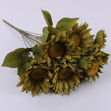 13 Heads Artificial Flowers Fake Sunflowers Plastic Plants Wedding Garden Decor Green Plant
