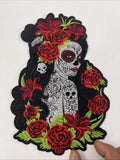 Catrina Roses Day Of The Dead Art XL Patch: Quality Embroidery, Iron On, 9Ó X 6Ó Roses
