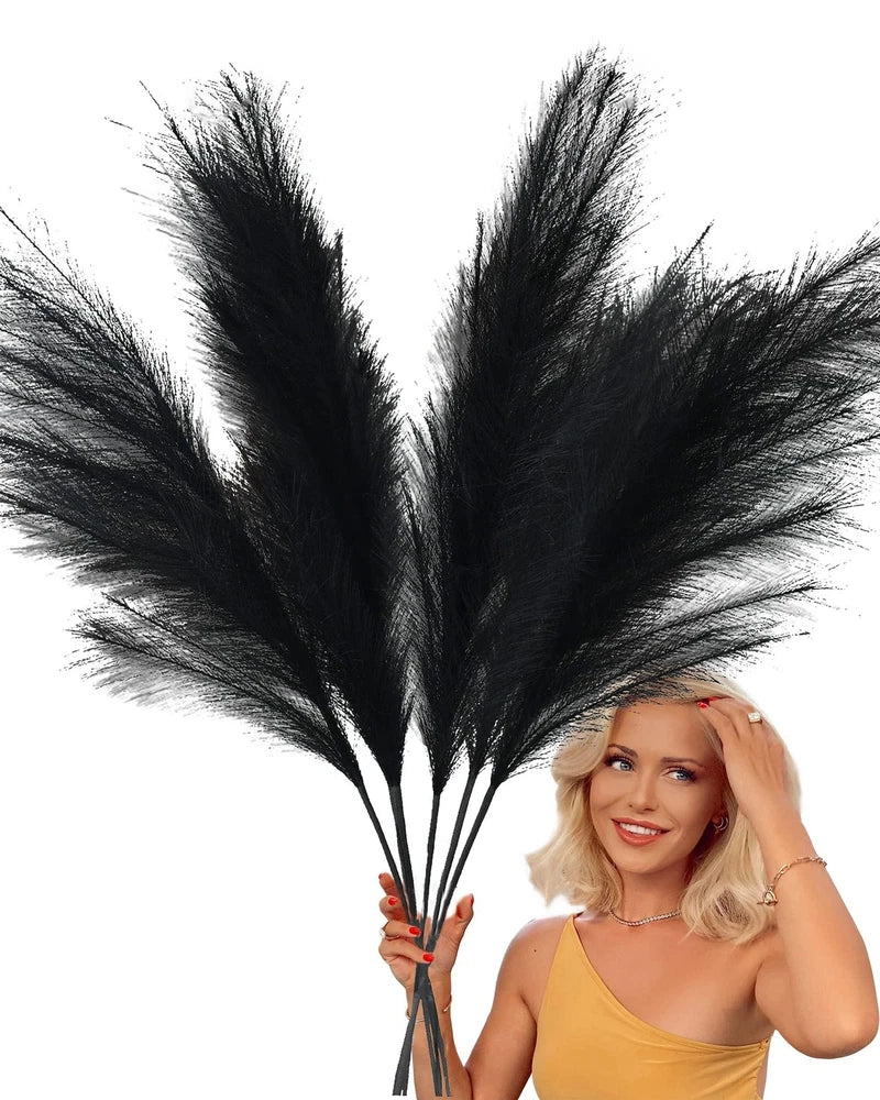 43'' Black Pampas Grass Decor Tall 3PCS Living Room Artificial Pompas Vase Pampas Grass