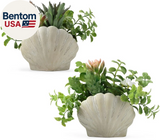 Fake Plants Set of 2, Assorted Faux Succulents Artificial Plants with Sea Shell Green Plant