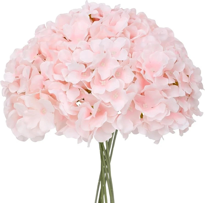 12 Light Pink Artificial Hydrangea Stems 17" Realistic Silk Flowers Long Stem Hydrangea