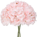 12 Light Pink Artificial Hydrangea Stems 17" Realistic Silk Flowers Long Stem Hydrangea