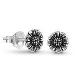 Minimalist Sunflower .925 Sunshine Boho Sterling Silver Stud Earrings | Flower S Sunflower