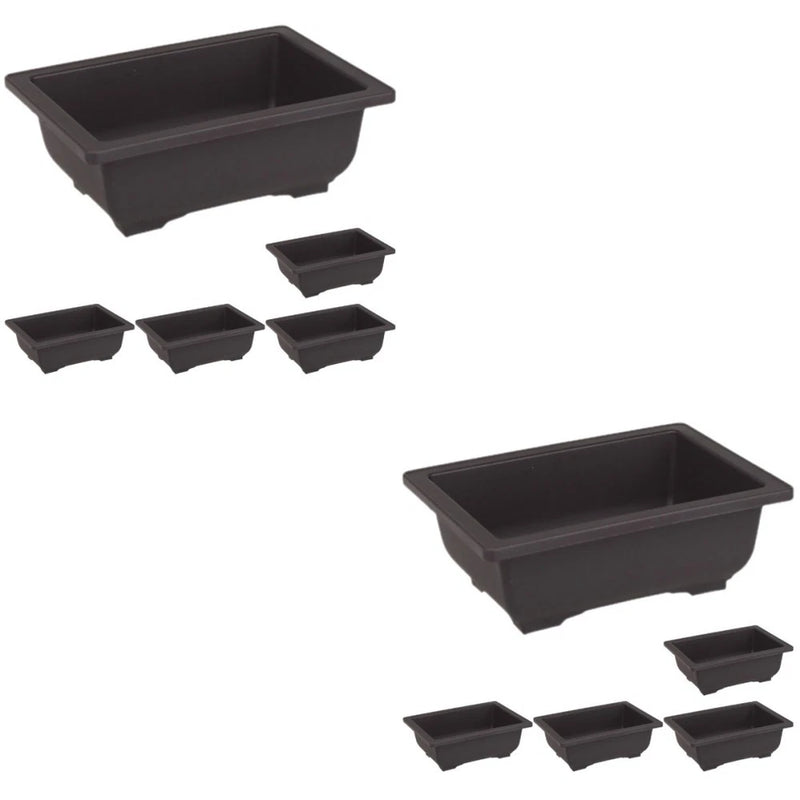 Set of two dark square succulent planter pots, low profile.