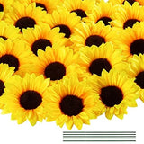40pcs Fake Sunflower Heads with Stems, 4" Sunflower Artificial Yellow-40pcs Sunflower