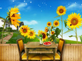 3D Sunflower Flower 3673NA Wallpaper Wall Mural Removable Self-adhesive Fay Sunflower