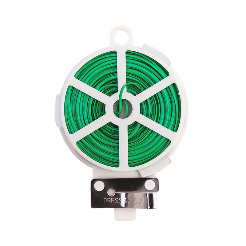 US 328FT 100M Kitchen Bag Gardening Plant Green Twist Tie Wire Roll With Cutter Green Plant