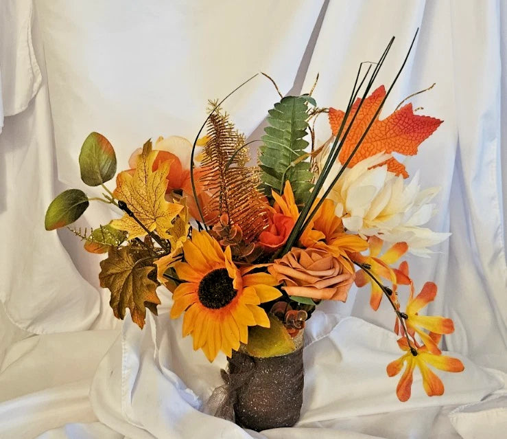 Fall/autumn artificial flower arrangement A4 Sunflower
