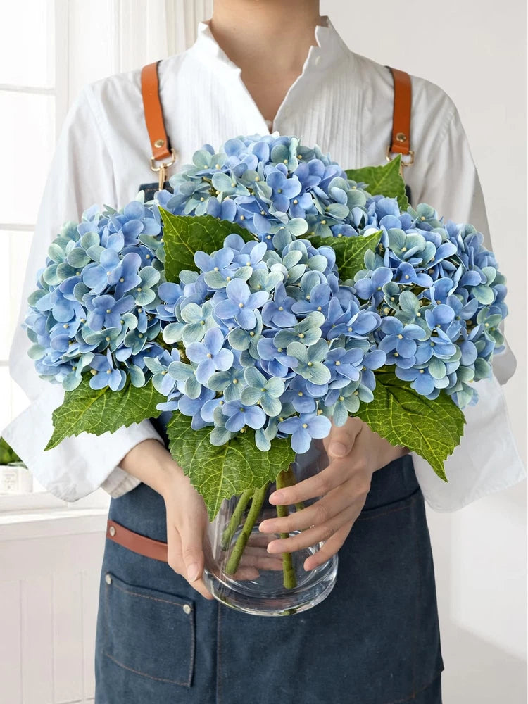 JINWOE 4Pcs Hydrangea Artificial Flowers 20" Real Touch Faux Bouquet Wedding Hom Hydrangea