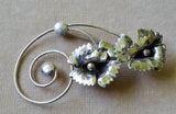 50s Signed Sterling Silver CARNATION FLOWER Shape Pin Brooch 8.98g Carnation