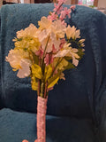 Lovely Handmade Faux Peony Floral Arrangementwith Pink Satin Ribbon Peony