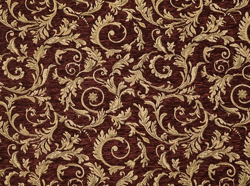 Chenille Upholstery Crimson Saxxon floral Leaf Drapery home fabric yd 56" Wide Flowering Plants