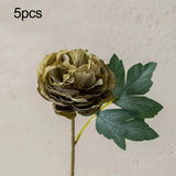 5 Pcs Lifelike Artificial Peonies for Home and Office Floral Arrangements Green Plant