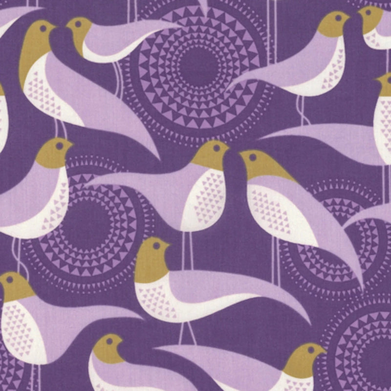 Joel Dewberry VOJD011 Modernist Perch Violet Cotton VOILE Fabric By Yard Flowering Plants