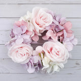 Candle Ring Wreath Rose Hydrangea  Flowers Floral 5" inside 10" Overall NWOT Hydrangea