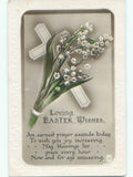 circa 1910 rppc RELIGIOUS - EASTER CROSS & LILY OF THE VALLEY FLOWERS o2689 Lily