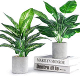 2Pcs 16" Fake Plants Artificial Plants for Farmhouse Bathroom Kitchen Office Hom Green Plant