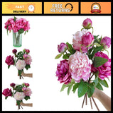 4PCS Artificial Peony Silk Flowers - Vintage Fake Peonies for Wedding Decor & Bo Peony
