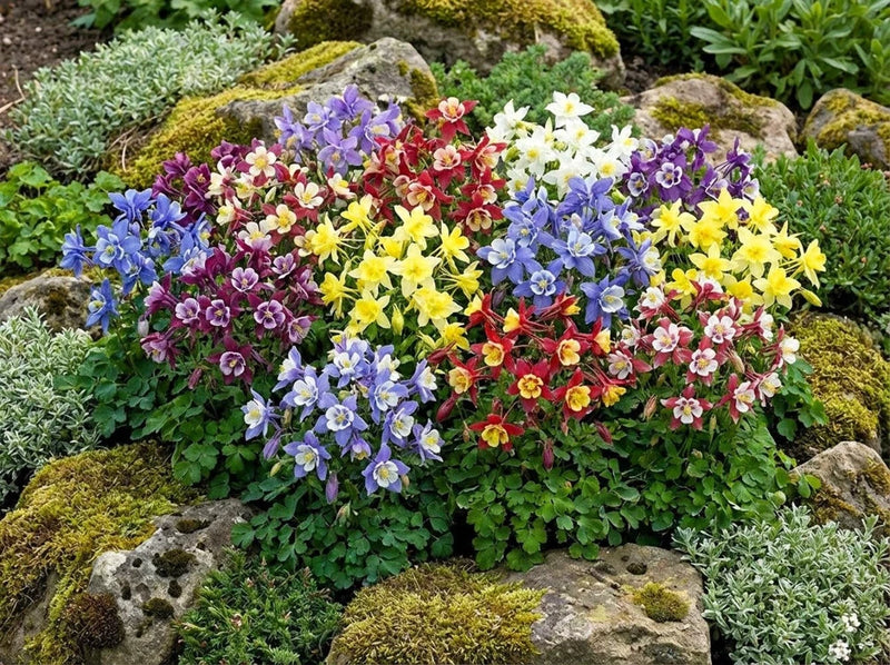 100 DWARF COLUMBINE Aquilegia Mixed Colors Flower Seeds *Flat S/H Flowering Plants