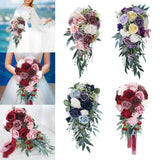 Wedding Bouquets for Bride Holding Bouquet Artificial Roses Bunch Waterfall Bouquet