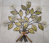 Vintage 28 in W Art Metal Wall Gold Floral Hydrangea Sculpture Hanging DŽcor! Hydrangea