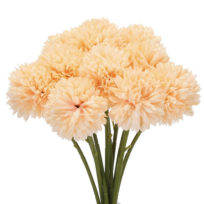 Artificial Flower Heads, Silk Chrysanthemum Hydrangea Champagne Color Faux 10Pcs Hydrangea