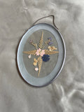 Vintage Oval Dried Flower Window Hanger Silver Tone Frame 7Ó Floral Decor Dried Flower