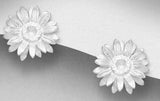 Solid Sterling Silver Sunflower Daisy Dahlia Flower Stud Earrings 12mm 2.63g Sunflower