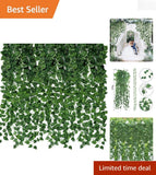 Lifelike Silk Ivy Vines - 24 Artificial Hanging Greens for Indoor & Outdoor Use Green Plant