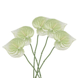 5Pcs 13" Artificial Anthurium Lily Flowers Floral Bouquet Decor, Light Green Lily