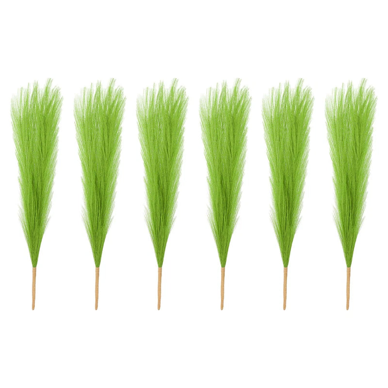 6 Pcs 17 Inch Faux Pampas Grass Artificial Boho Decor Grass Green Pampas Grass