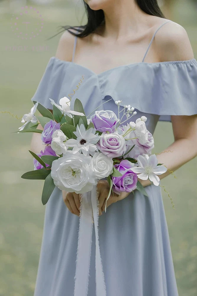 new in box $45 TINGE TIME 11 Inch Wedding Bouquet  lilac/white Bouquet