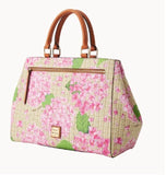 Dooney & Bourke Hydrangea Basketweave Zip Satchel ~ Pink Hydrangea