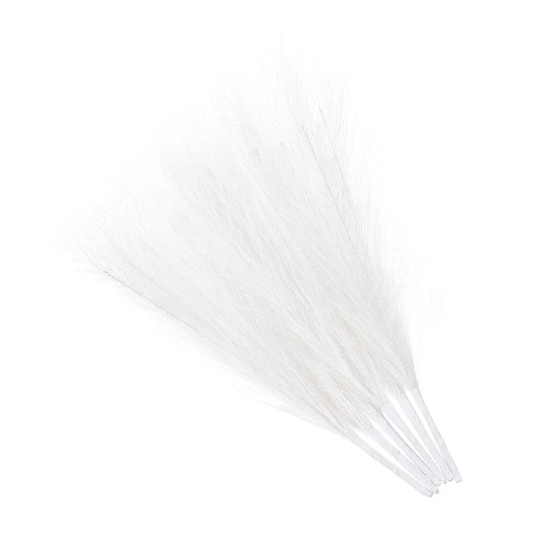 Faux Pampas Grass Fake Pampas Grass Decor, 17.7"/45cm / White / 6 Pcs Pampas Grass