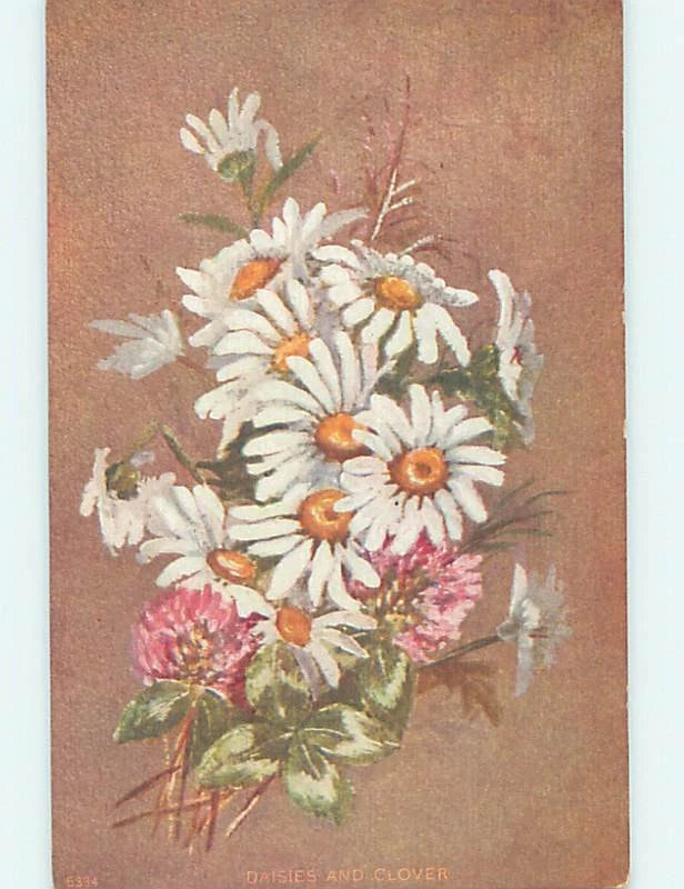 Pre-Linen BEAUTIFUL DAISY AND CLOVER FLOWERS : make an offer HL5833 Daisies