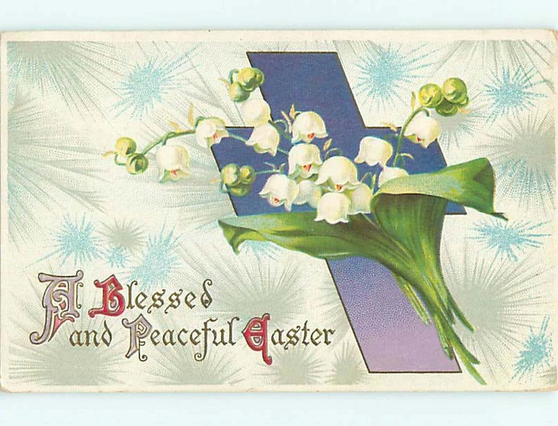 Divided-Back easter LILY OF THE VALLEY FLOWERS & JESUS CROSS : clearance r2968 Lily