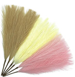 Dried Pampas Grass Decor 6pcs 17.8 Inch, Artificial Pampas (Camel/Yellow/Pink) Pampas Grass