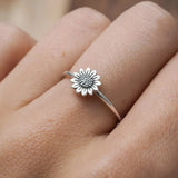 Sunflower Ring Flower Stack Ring Flower Ring Silver Stack Ring c091 Sunflower