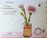 Rowood Pink Carnation DIY Wooden Flower 3D Puzzle TW051 Carnation
