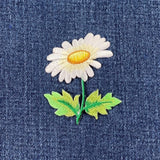 White Daisy Applique Patch - Embroidered Flower Gardening Badge 2.25" (Iron On) Daisies